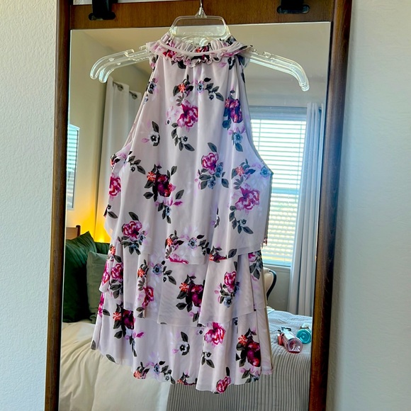 WHBM High Neck Halter Pink Floral Blouse - Picture 2 of 2